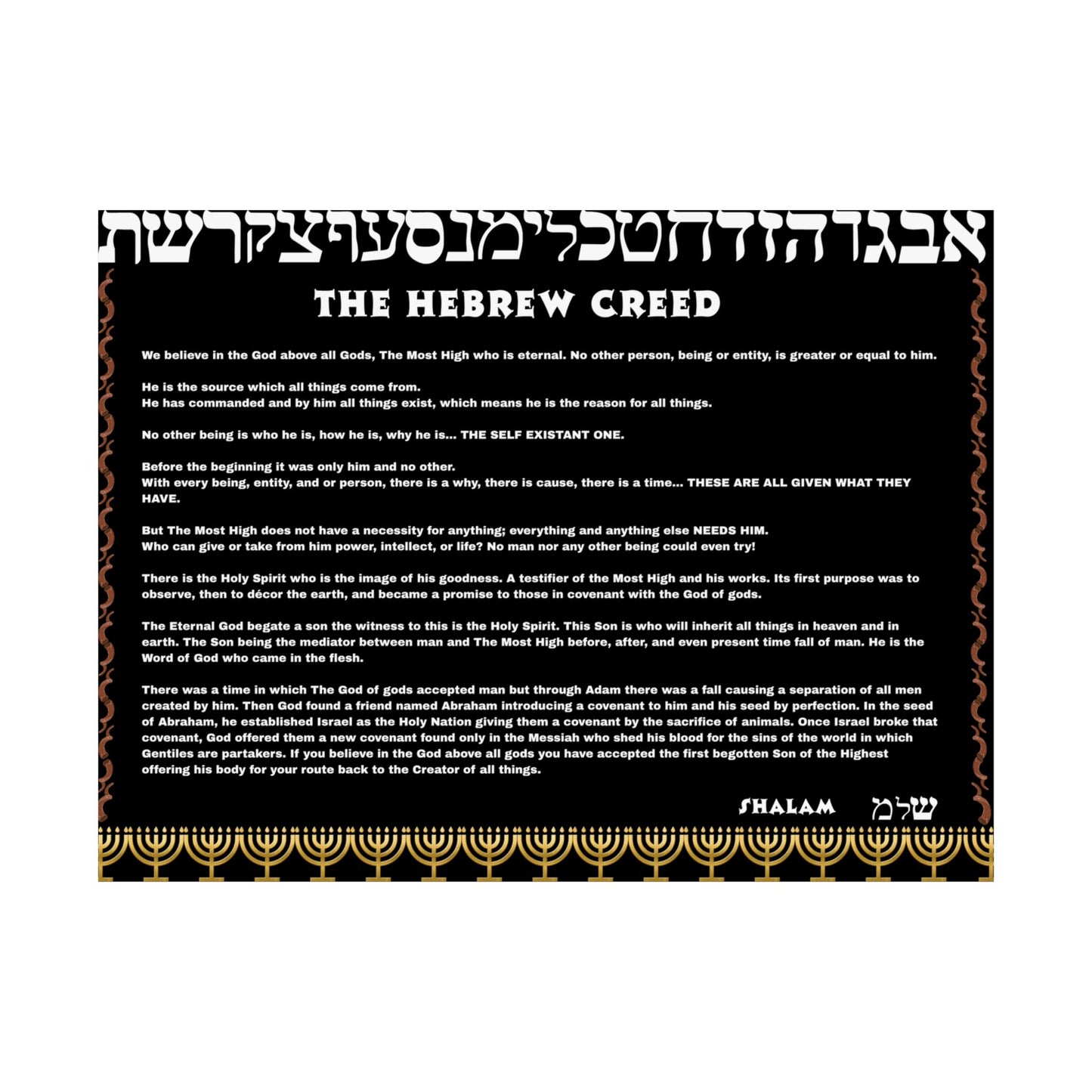 Hebrew Creed Poster — The Israelite Conclusion
