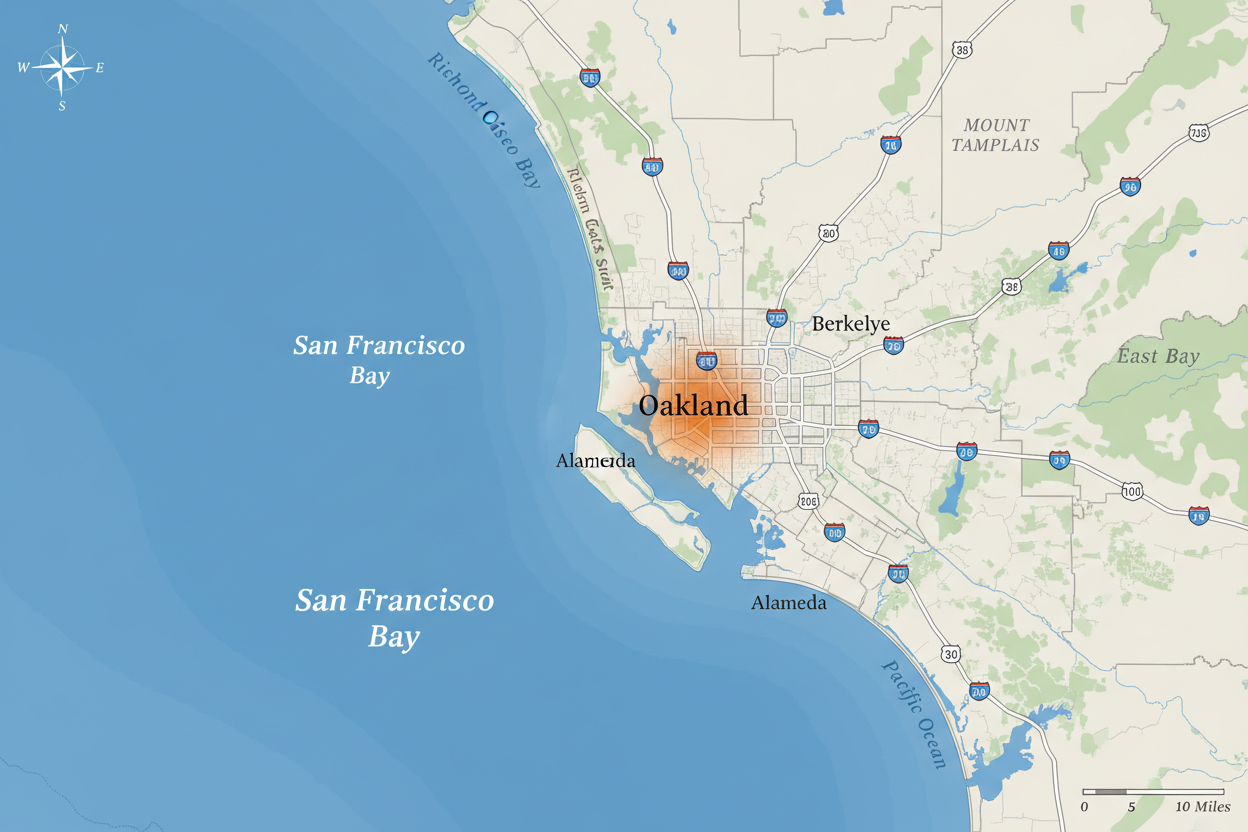 oakland california on the map